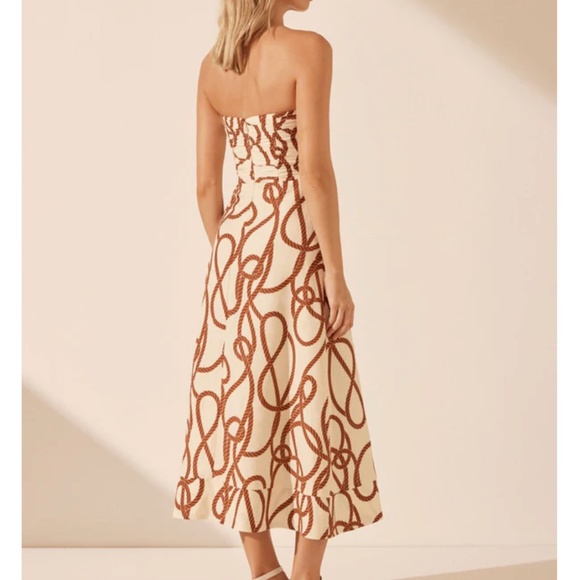 NWT Shona Joy Mouillage Linen Strapless Cut Out A Line Midi Dress - Picture 2 of 7